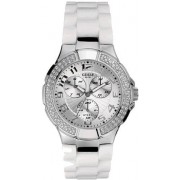 Guess - I11040L2 - Prism - Montre Femme - Quartz Analogique - Cadran Argent - Bracelet Résine Blanc