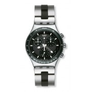 Swatch - YCS410GX - Irony Windfall - Montre Homme  - Chronographe - Cadran Noir - Bracelet Acier Argent/Noir