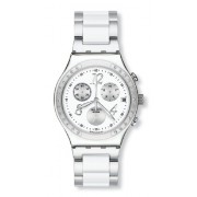 Swatch - YCS511G - Irony Dreamwhite - Montre Mixte - Quartz Chronographe - Cadran Blanc - Bracelet Acier Argent/Blanc