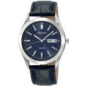 Seiko Hommes SNE049 montre solaire Cadran Bracelet bleu