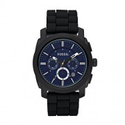 Fossil - FS4605 - Montre Homme - Quartz Analogique - Cadran Bleu - Bracelet Silicone Noir