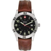 Mens Wenger Swiss Military Leather 24 Hour Time Rotating Bezel Date montre 72962 Montre
