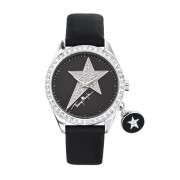 Thierry Mugler - 4708102 - Montre Femme - Quartz Analogique - Cadran Noir - Bracelet Cuir Noir
