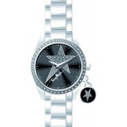 Thierry Mugler - 4709406 - Montre Femme - Quartz Analogique - Cadran Noir - Bracelet Acier Inoxydable Argent