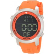 Montre Homme Police - P12898JS-02I - Digitale - Alarme/Chronomètre/Eclairage - Bracelet Caoutchouc Orange